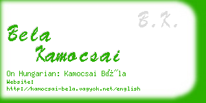 bela kamocsai business card